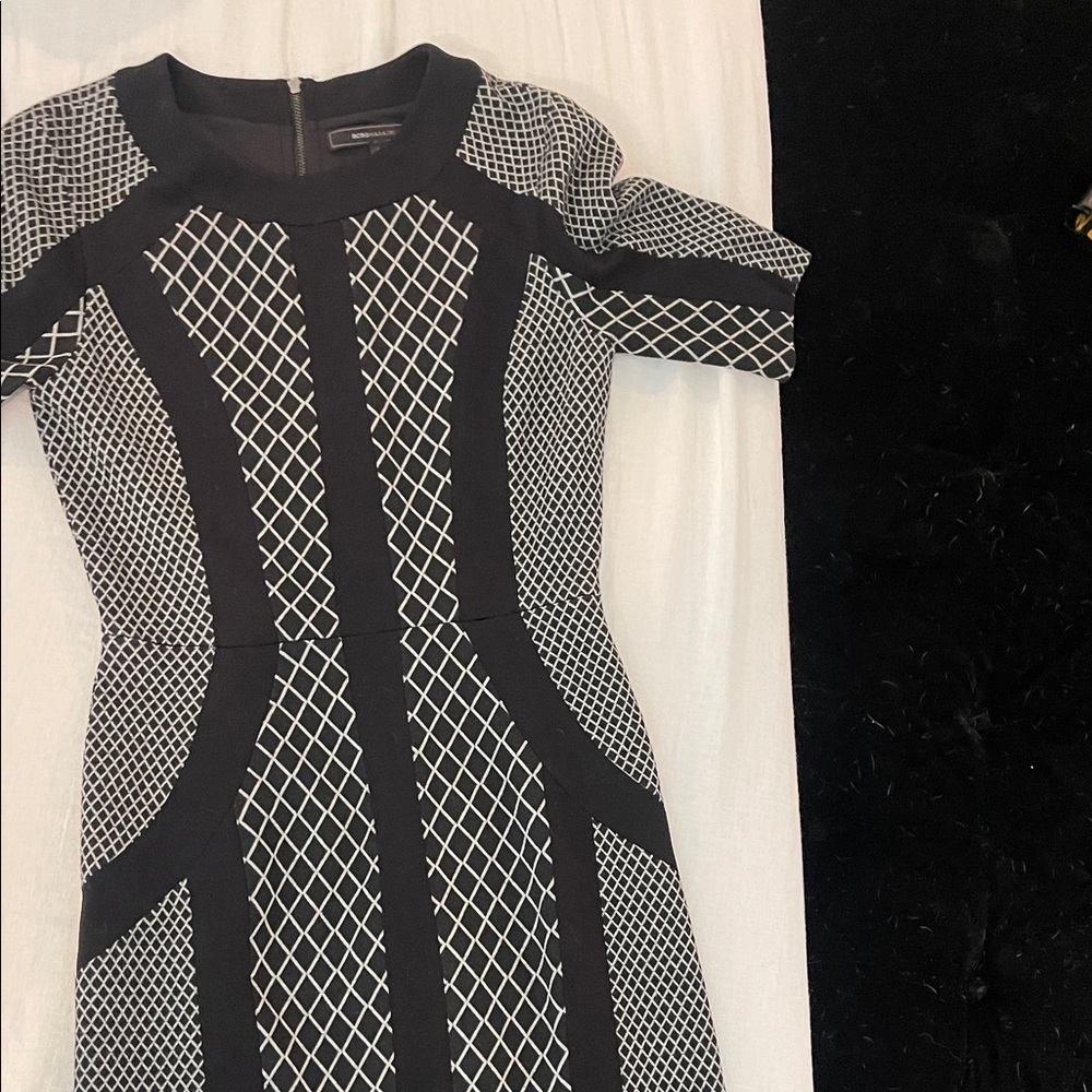 BCBGMaxAzria Black and White Patterned Dress